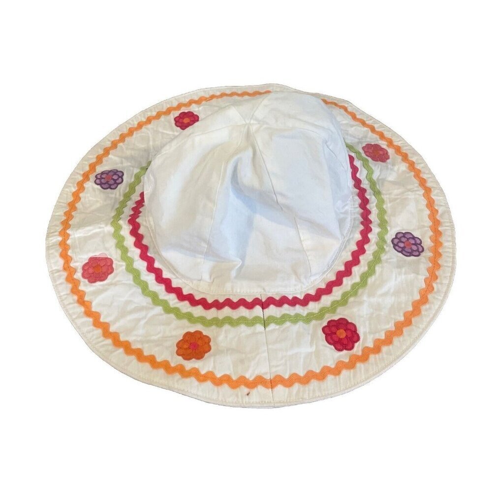 Gymboree Beach Sun Hat Size 8 And Up Floral Print White Colorful Girls